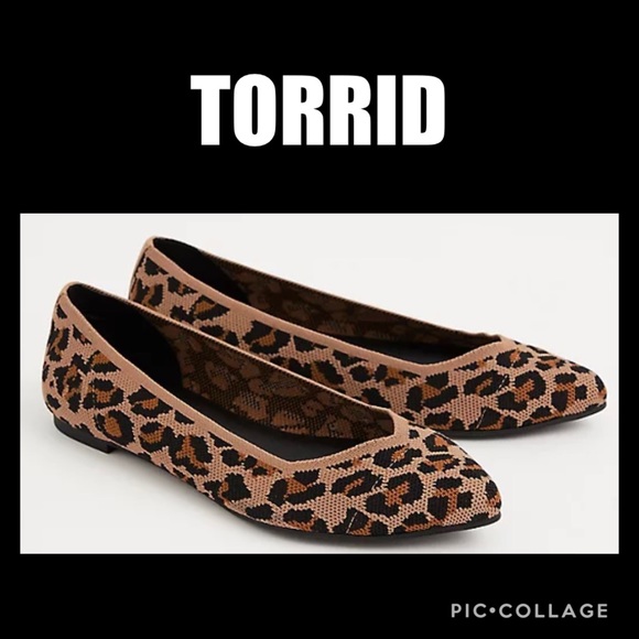 torrid Shoes - Torrid LEOPARD STRETCH KNIT POINTED TOE FLAT (WW)